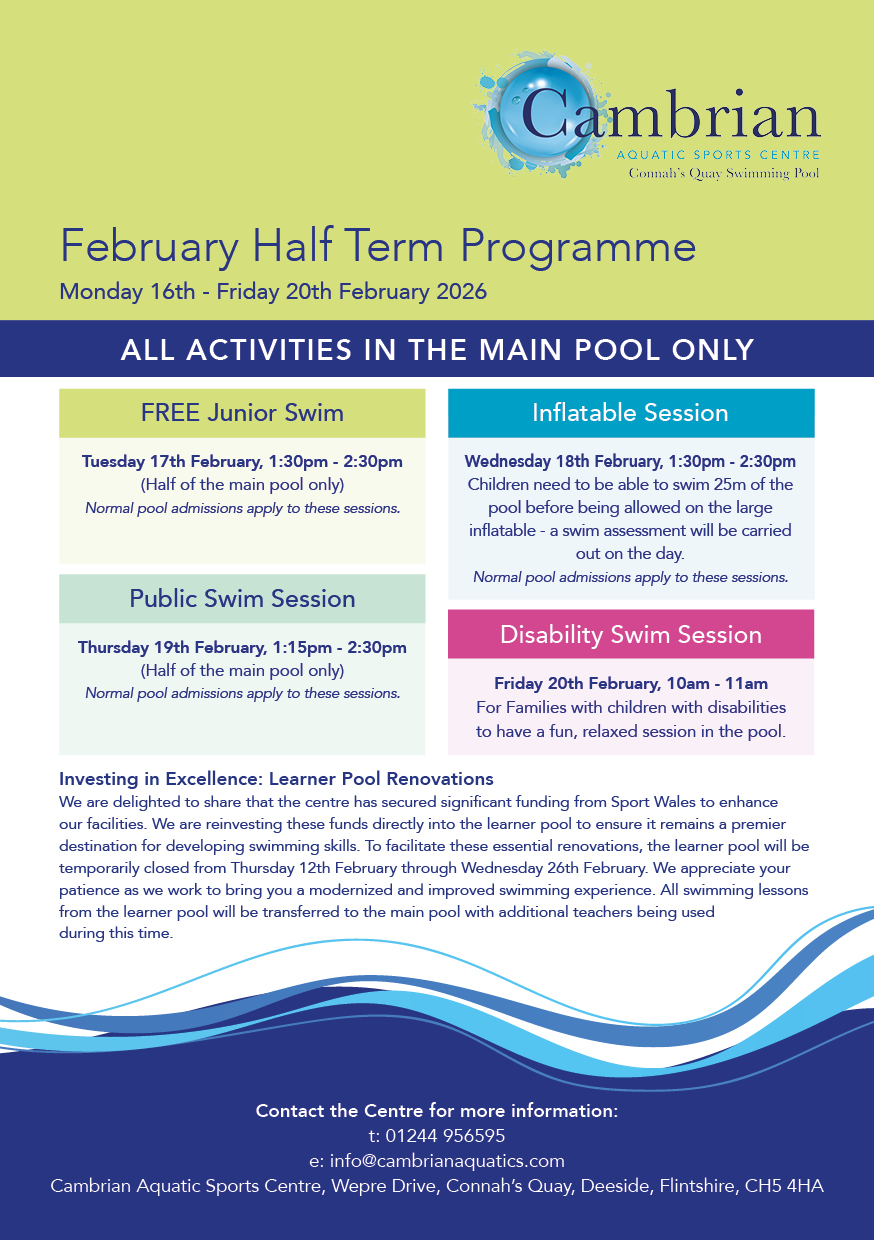 February Half Term Programme 2026 – Cambrian Aquatics